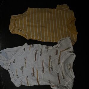 Yellow Striped and White Patterned Kids One Pieces